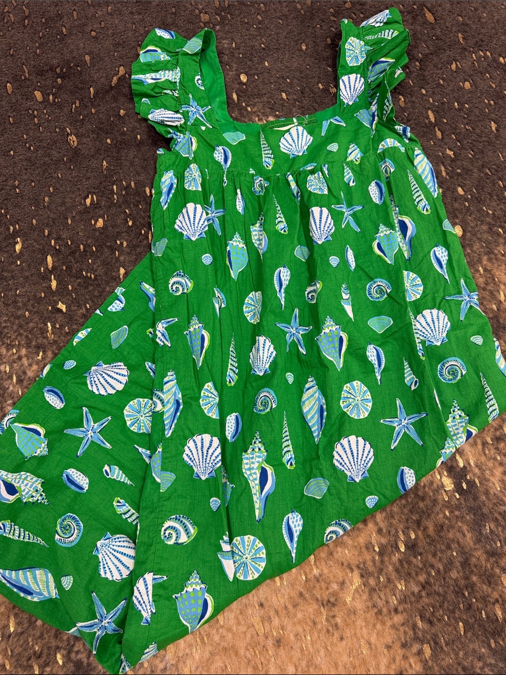 Printfresh Green Seashell Print Ruffled Sundress | s